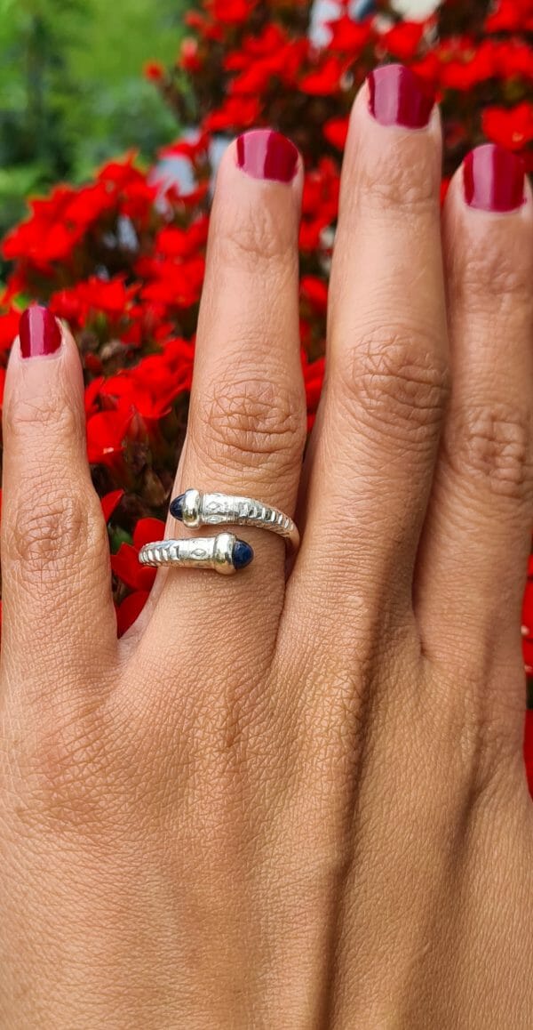 Bague Saccalava100% Argent avec pierre précieuse Saphir/ Grenat – Image 3