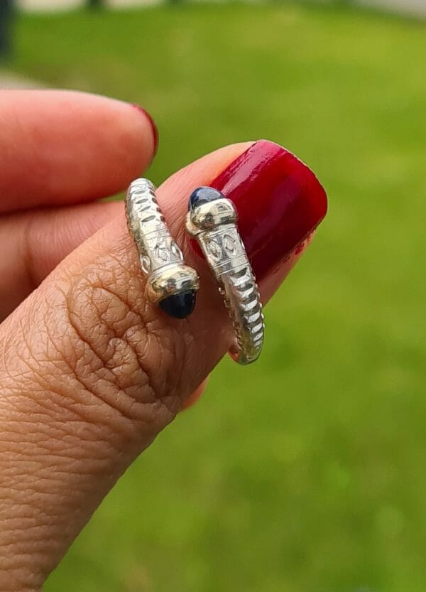 Bague Saccalava100% Argent avec pierre précieuse Saphir/ Grenat – Image 2