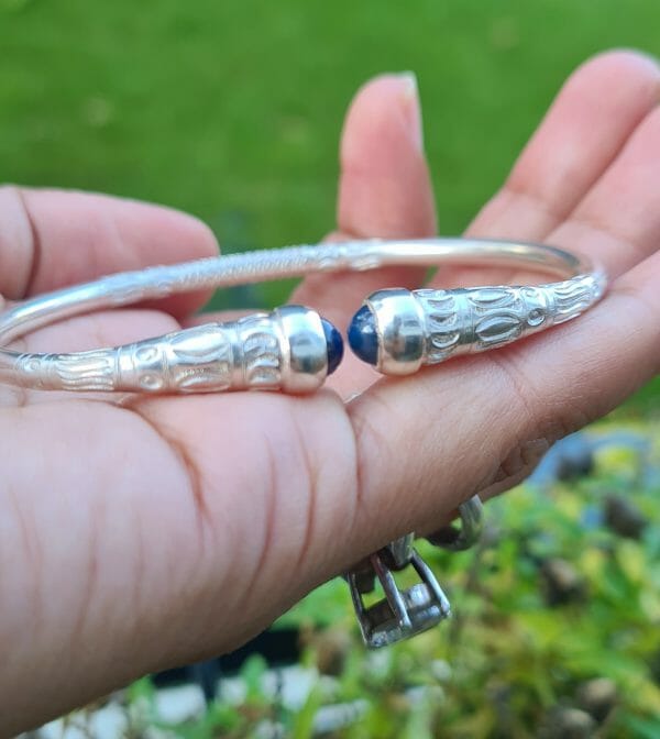 Bracelet vangovango saccalava à cabochon saphir bleu mixte 100% Artisanal – Image 6