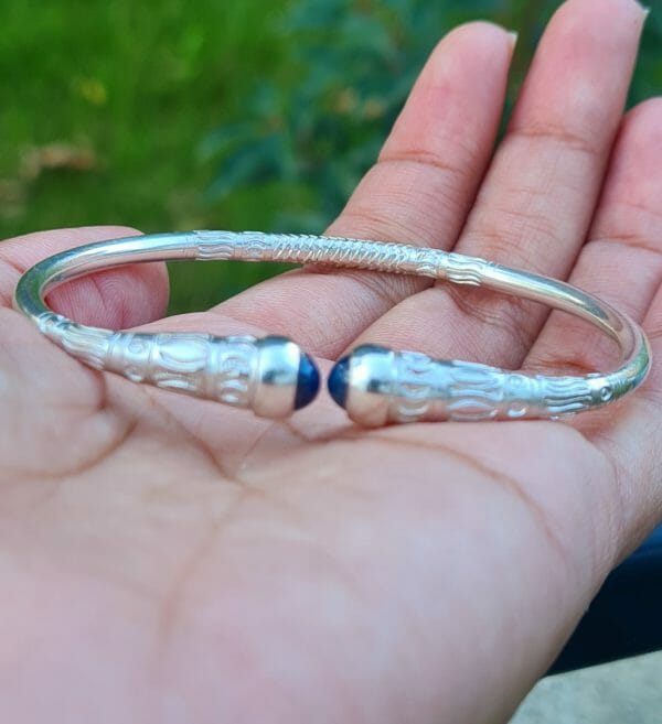 Bracelet vangovango saccalava à cabochon saphir bleu mixte 100% Artisanal – Image 7