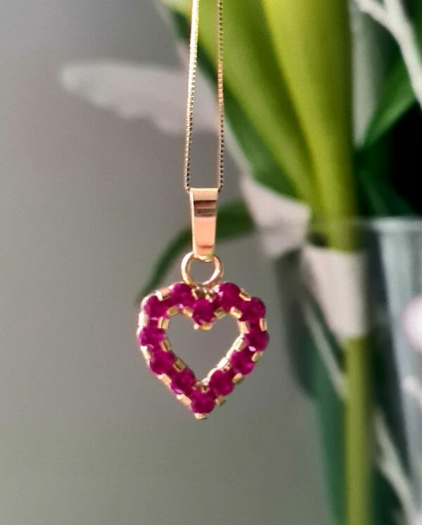 Pendentif en coeur en Or 18K 3.5G et Rubis de Verneuil 100% Artisanal – Image 4