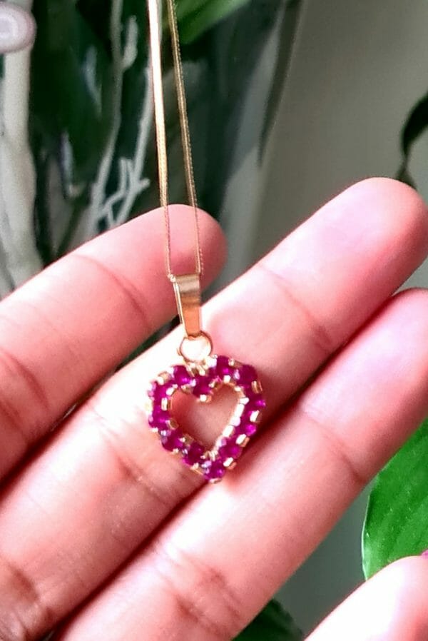 Pendentif en coeur en Or 18K 3.5G et Rubis de Verneuil 100% Artisanal – Image 5