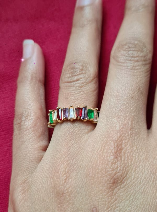 Bague éternelle multicolore en Or 18K 100% Artisanal 5G – Image 2