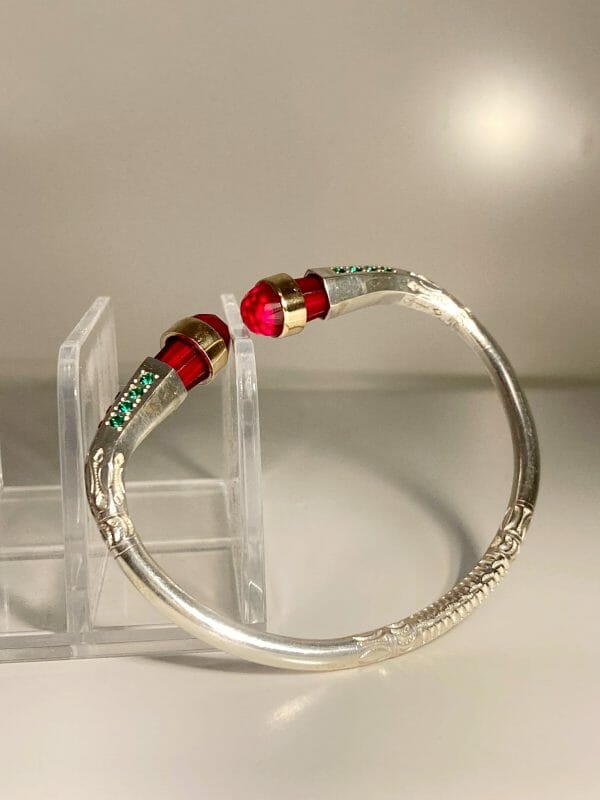 Bracelet vangovango trapèze tsara joro en Argent 925 et Or 18K Artisanal mixte