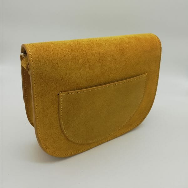 Sac effet daim avec un fermoir doré (100% Cuir Italien) – Image 5