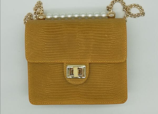Sac bandoulière en cuir poignée à perle ( 100% Cuir Italien) – Image 5