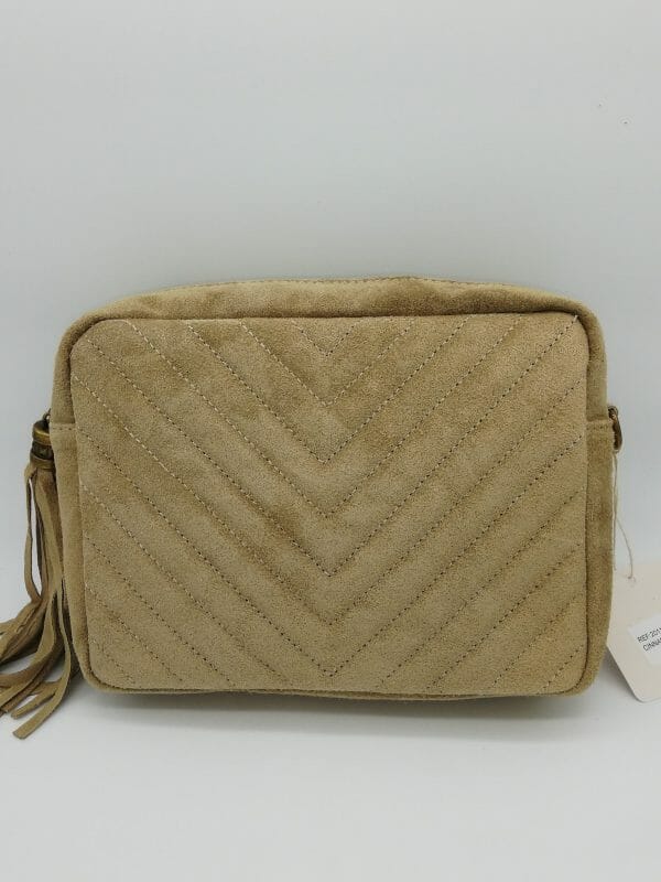 Sac bandoulière à motif chevron (100% Cuir Italien) – Image 2