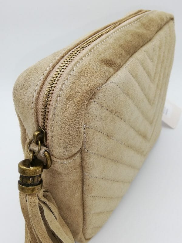 Sac bandoulière à motif chevron (100% Cuir Italien) – Image 4
