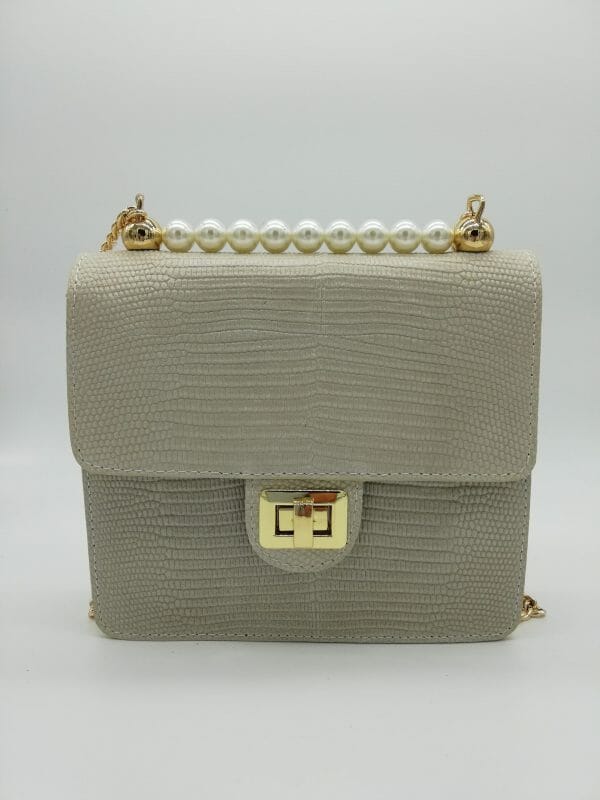 Sac bandoulière en cuir poignée à perle ( 100% Cuir Italien) – Image 2
