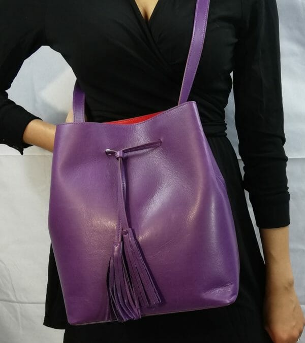 Sac de seau à frange (100% Cuir Italien)