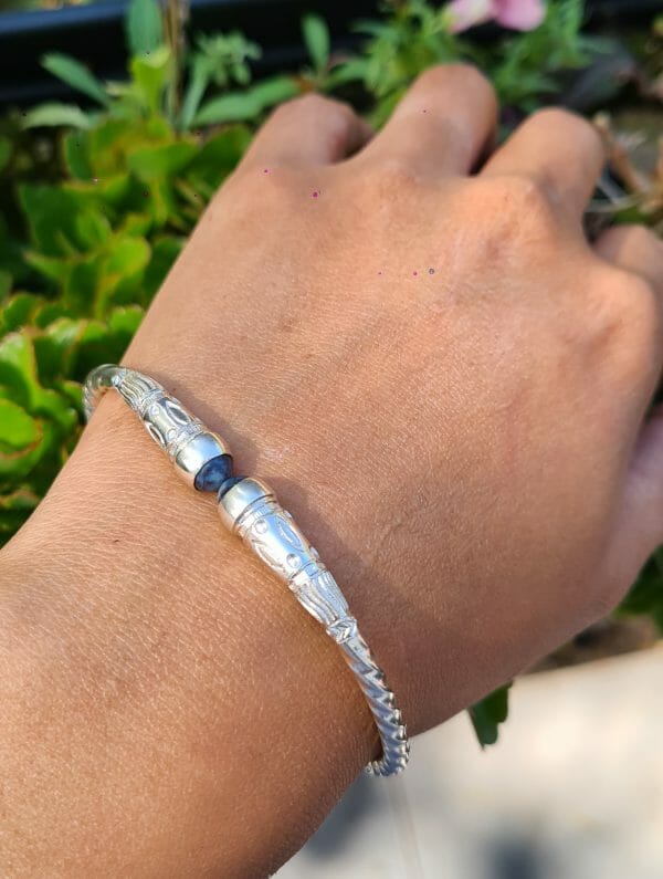 Bracelet vangovango saccalava torsade à cabochon saphir 100% Argent Artisanal
