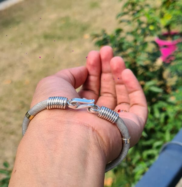 Bracelet câble taribola en Argent avec 4 Barres d'Or 18K 100% Artisanal ( mixte) 40G – Image 3
