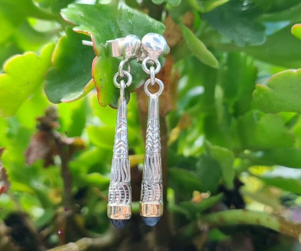 Parure de boucle d'oreille et pendentif vangovango en Argent 925 et Or 18K 100% Artisanal 12G – Image 4