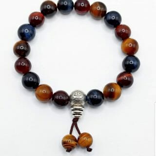 Bracelet 3 yeux: taureau/tigre/faucon en pierre naturelle de Madagascar