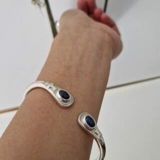 jonc en argent saphir bleu