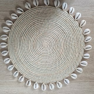 6 Set de table en fibre naturelle raphia et coquillage 100% artisanal