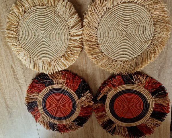 6 Sets de napperon d'assiette en raphia multicouleur 100% naturel – Image 3