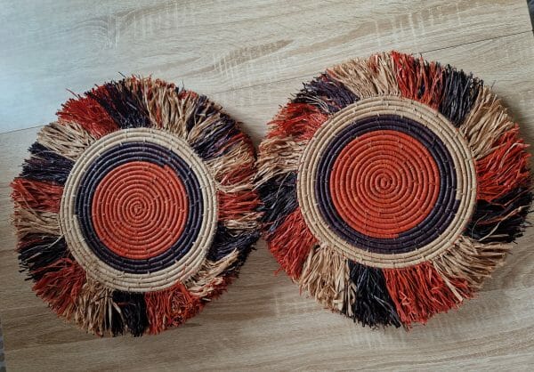6 Sets de napperon d'assiette en raphia multicouleur 100% naturel – Image 2