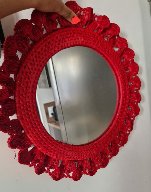 Miroir en raphia style tendance 100% naturel – Image 2