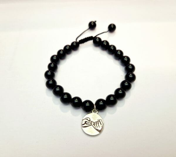 2 Bracelets/ couples "Promise Me": Howlite/Onyx en pierre naturelle de Madagascar – Image 4