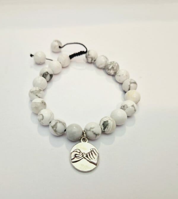 2 Bracelets/ couples "Promise Me": Howlite/Onyx en pierre naturelle de Madagascar – Image 3