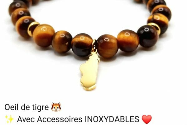 Bracelet : œil de tigre en pierre naturelle de Madagascar – Image 2
