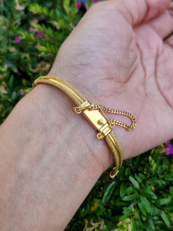 Bracelet câble 15g double guitare en Or 18k artisanal – Image 3
