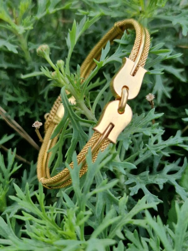 Bracelet câble 15g double guitare en Or 18k artisanal