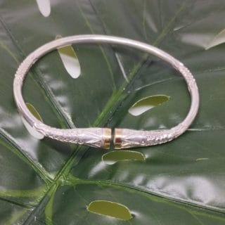 Bracelet jonc Assilyiahjewel Vangovango femme argent massif et or 17,5cm femme Ref12