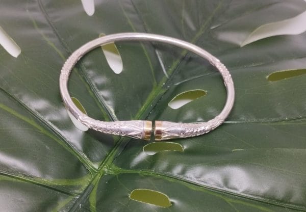 Bracelet jonc Assilyiahjewel Vangovango femme argent massif et or 17,5cm femme Ref12