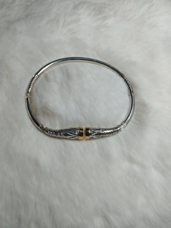 Bracelet jonc Assilyiahjewel Vangovango femme argent massif et or 17,5cm femme Ref12 – Image 3