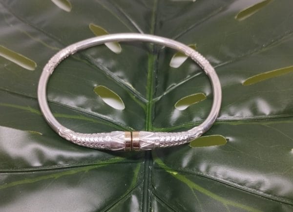 Bracelet jonc Assilyiahjewel Vangovango argent massif et or 20cm homme Ref11