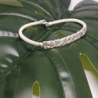 Bracelet jonc 17cm Cable aloalo femme argent massif de Madagascar Ref8 Assilyiahjewel