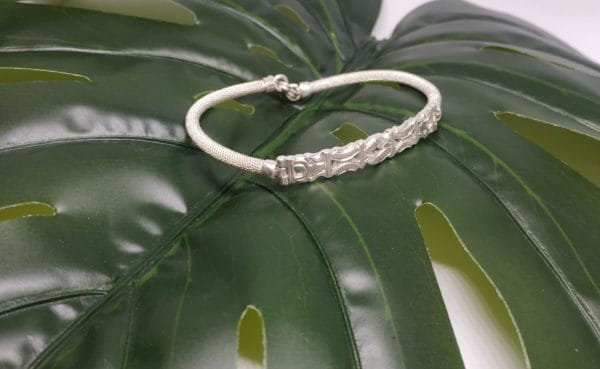 Bracelet jonc 17cm Cable aloalo femme argent massif de Madagascar Ref8 Assilyiahjewel