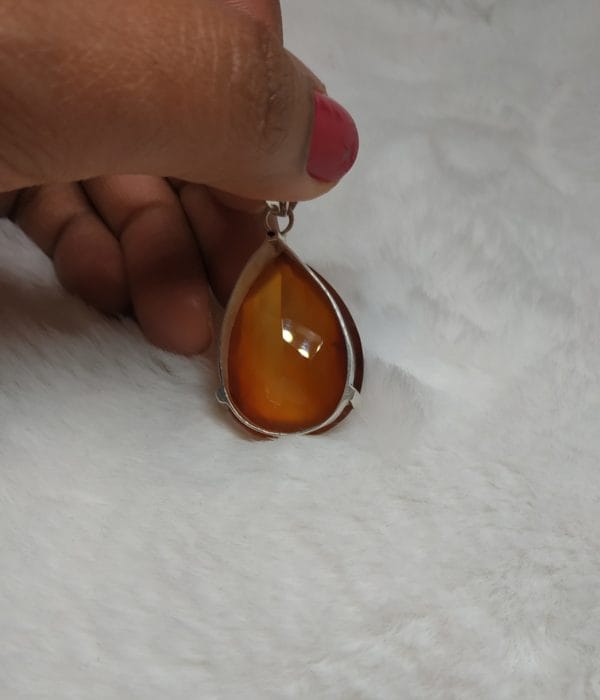 Pendentif pour sautoir avec pierre citrine ovale assilyahjewel – Image 2