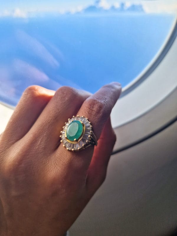 Bague en OR 18K en émeraude porté