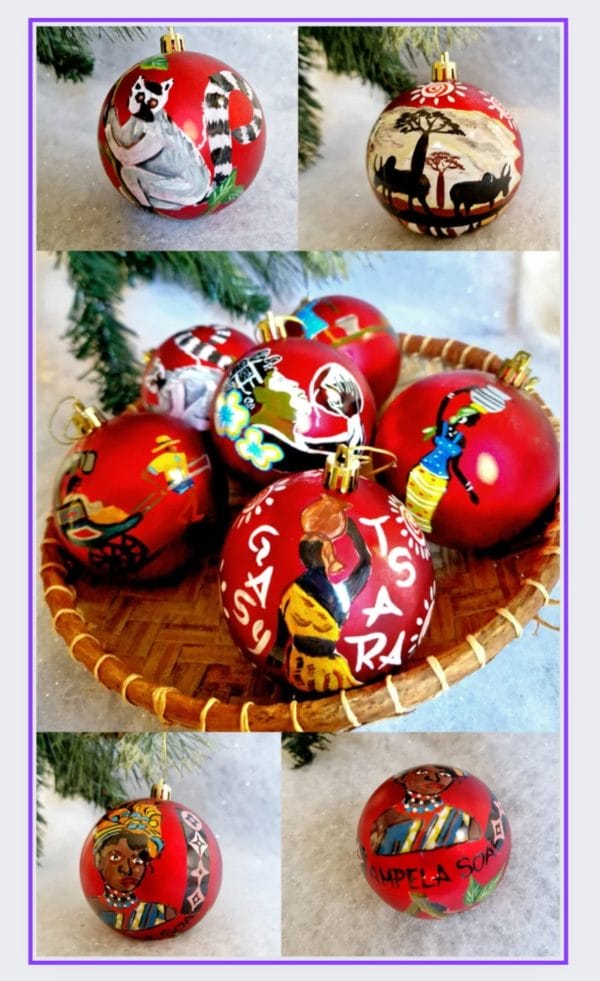 6 Boules de Noël/ décoration de Noël/collection NOËL ARTISANAL/ Madagascar – Image 3