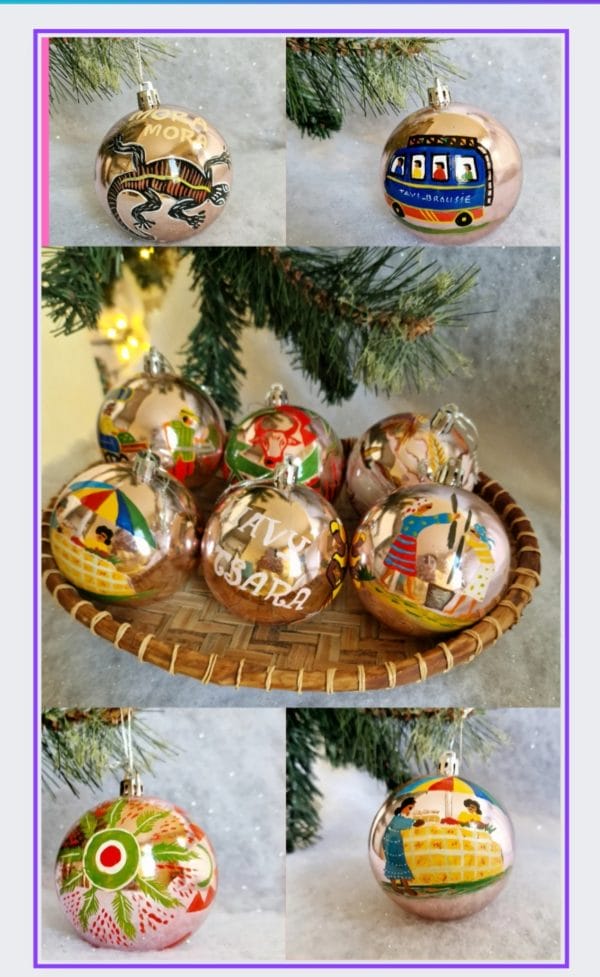 6 Boules de Noël/ décoration de Noël/collection NOËL ARTISANAL/ Madagascar – Image 15