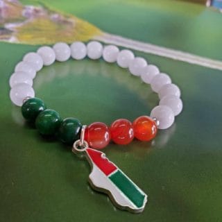 Bracelet Jade blanche et verte /Cornaline - en pierre naturelle/ Madagascar