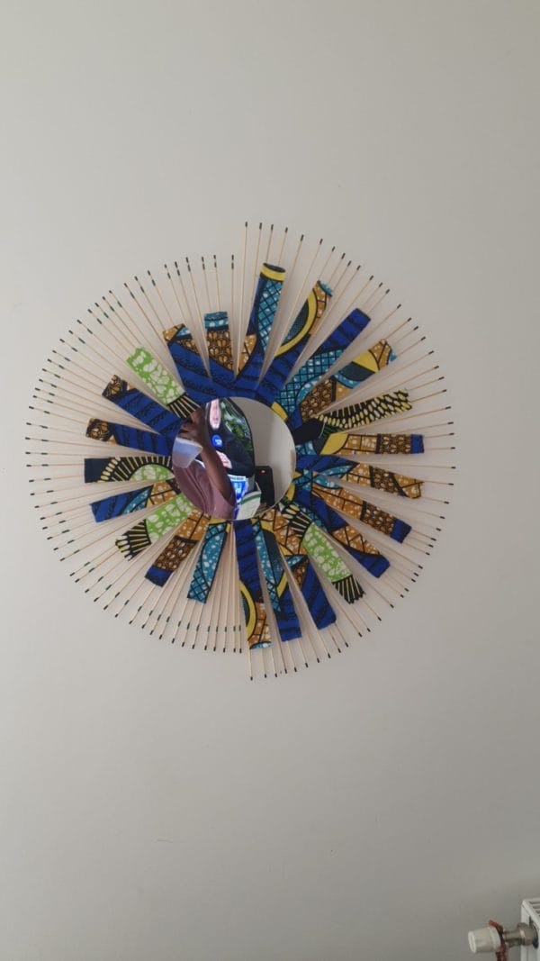 Miroir demi soleil avec tissus wax