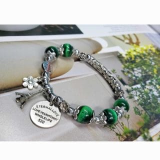 Bracelet œil de tigre vert💚/en pierre naturelle/ Madagascar