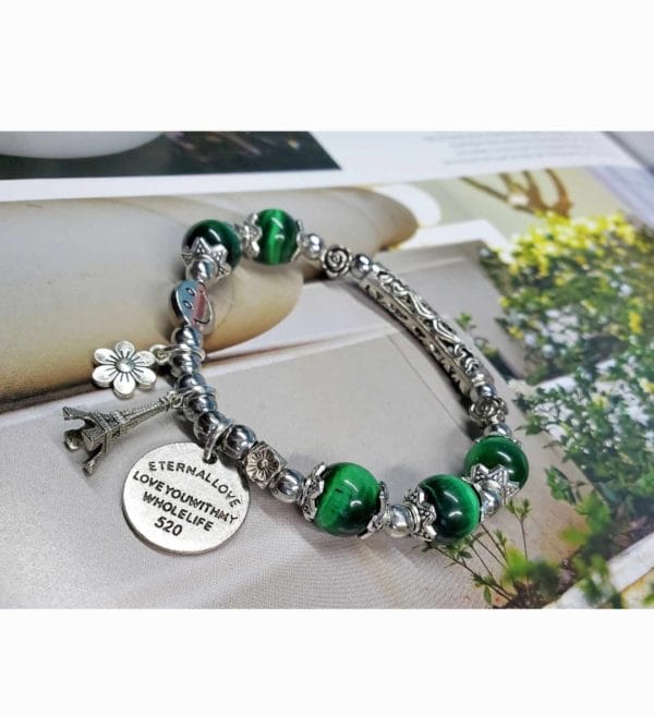 Bracelet œil de tigre vert💚/en pierre naturelle/ Madagascar