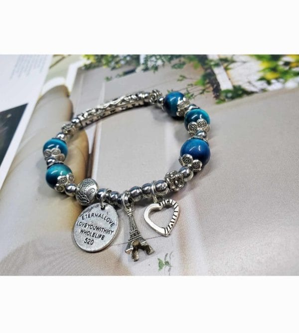 Bracelet œil de tigre bleu 💎/en pierre naturelle/ Madagascar
