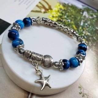 Bracelet œil de tigre bleu roi 💎/en pierre naturelle/ Madagascar