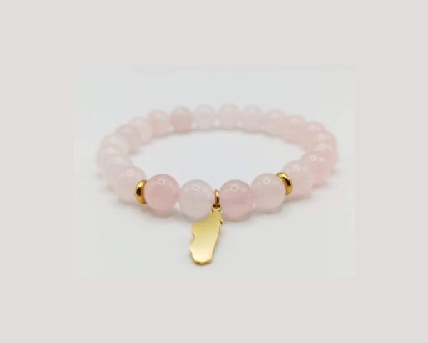 Bracelet " Madagascar": Quartz Rose en pierre naturelle de Madagascar