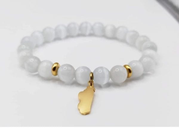 Bracelet " Madagascar": Sélénite en pierre naturelle de Madagascar