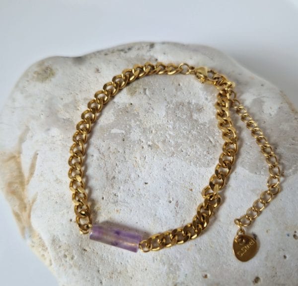 Parure Améthyste💜 collier, 1 bracelet et boucles d'oreilles/ en pierre naturelle / Madagascar – Image 4