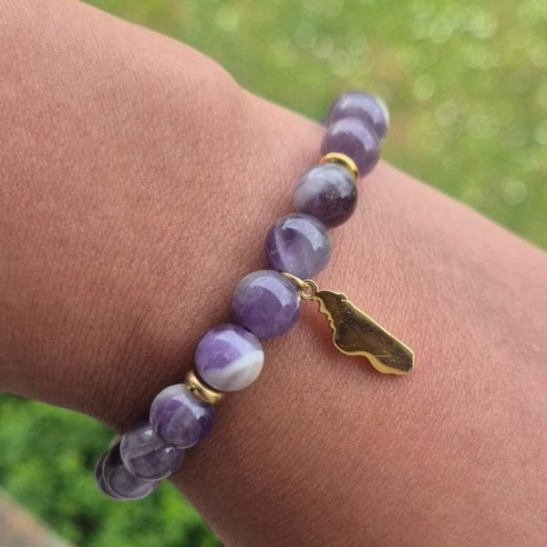 Parure Améthyste💜 collier, 1 bracelet et boucles d'oreilles/ en pierre naturelle / Madagascar – Image 5