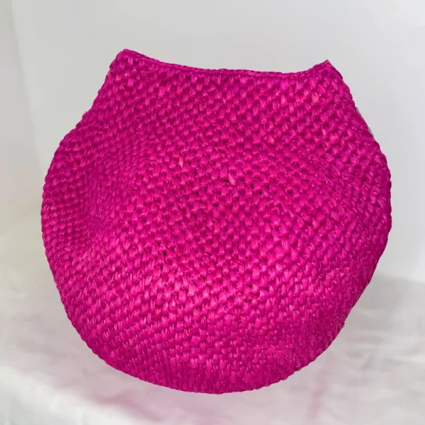 Lot de vase et panier de rangement en raphia rose