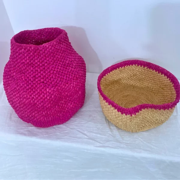 paniers en raphia crochet
